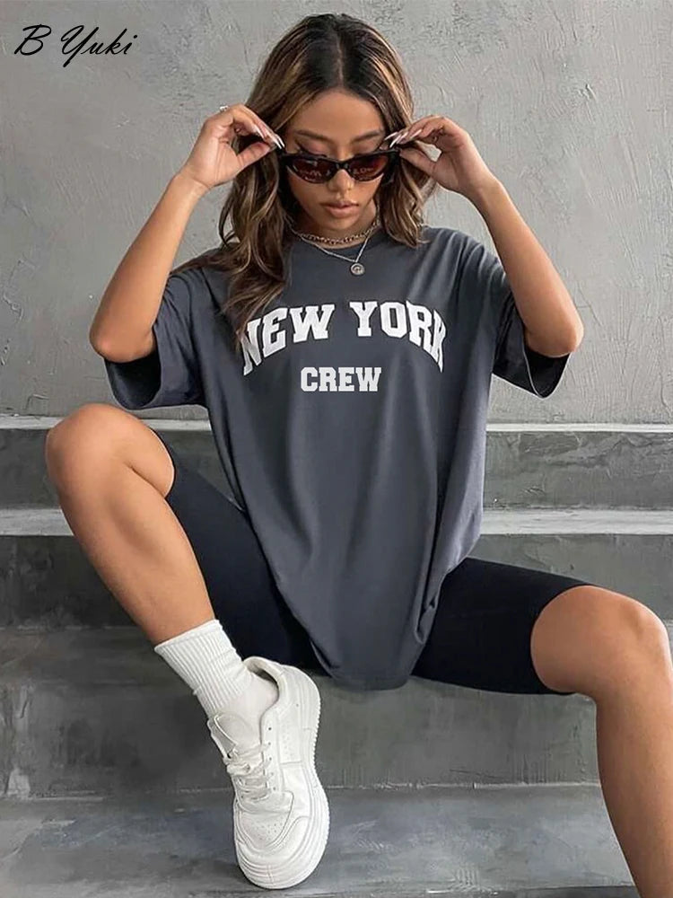 O-neck New York Letter Printed T- Shirt