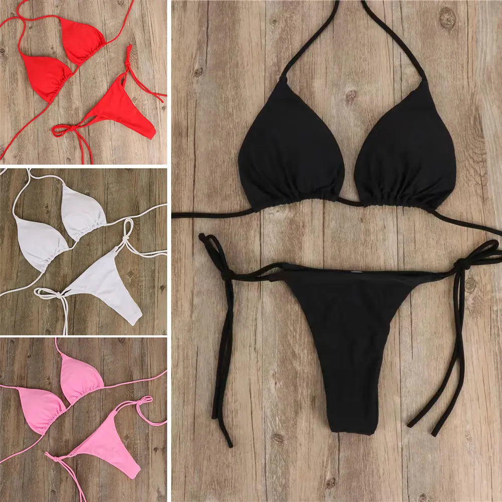 Summer Swimsuit Women Sexy Bikini Set Push-up Padded Bra Thong Two Pieces Swimwear Beachwear Bathing Suit female sexy swimsuits