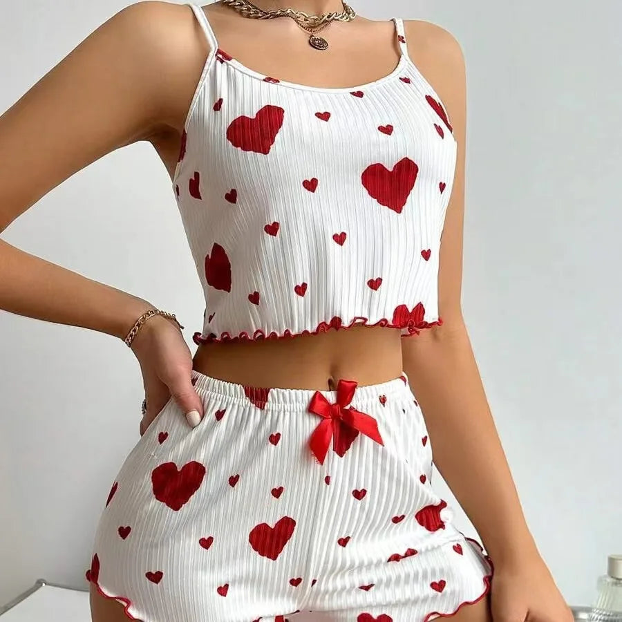 Two Piece Heart Pajama Set