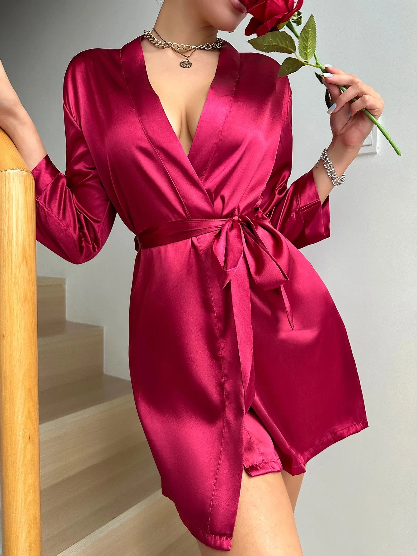 Solid Satin Night Robe