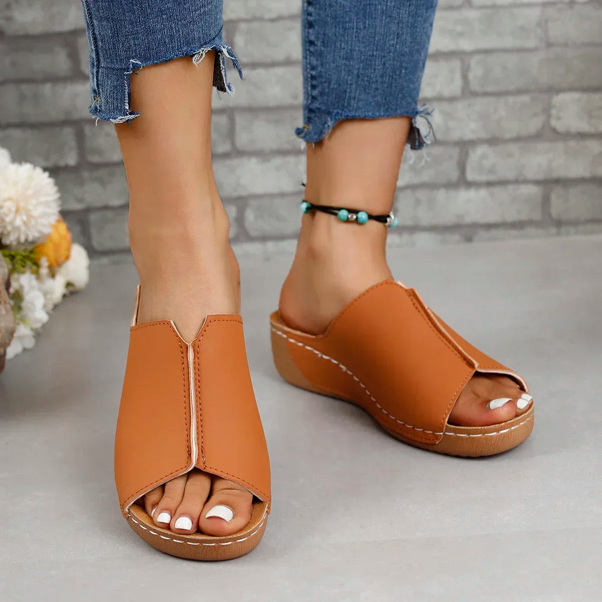 New Open Toe Women's Wedge Sandals White Summer Fashion Breathable Comfortable Sandals Woman Buckle Female Footwear Woman Shoes