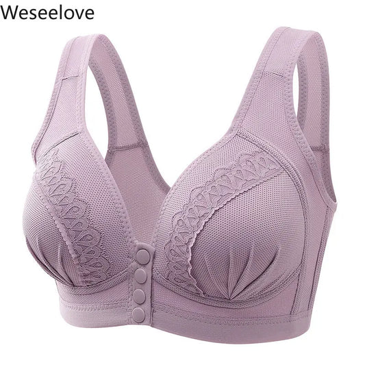 Sexy Front Closure Bra Women Front Fastening Bra Wireless Bras for Women Push Up Lingerie Plus Size Brassiere No Steel Ring Bra