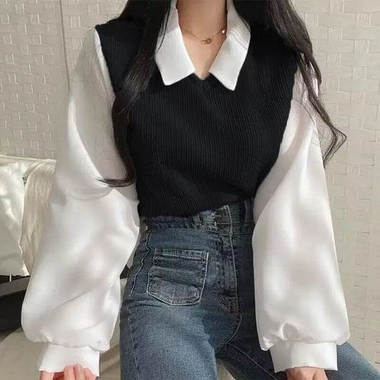 Two-piece Polo Collar Blouse