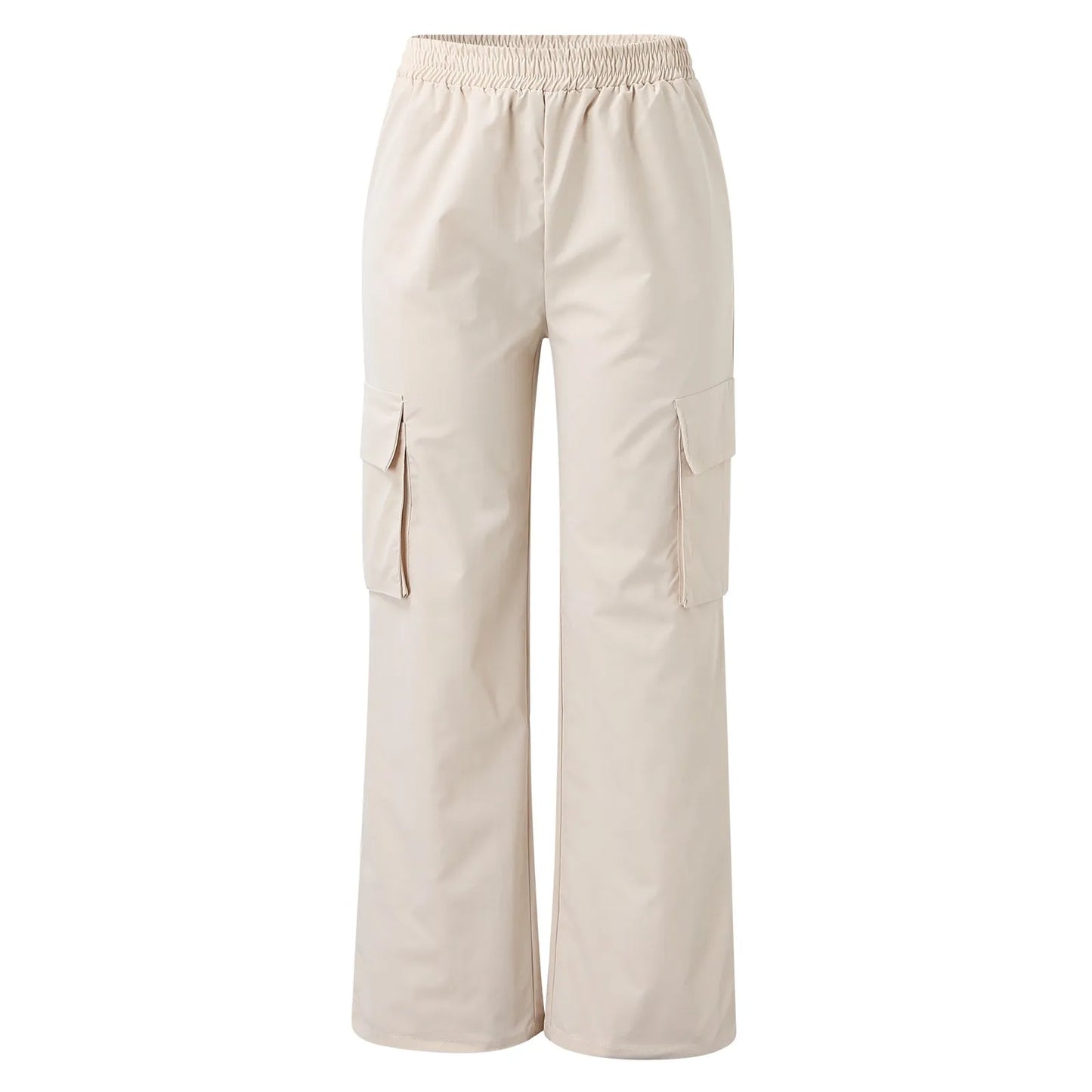 Cargo Pants -Elastic High Waist Wide Leg Trousers Pants