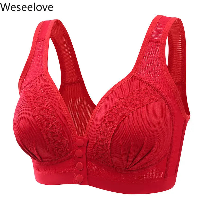 Sexy Front Closure Bra Women Front Fastening Bra Wireless Bras for Women Push Up Lingerie Plus Size Brassiere No Steel Ring Bra