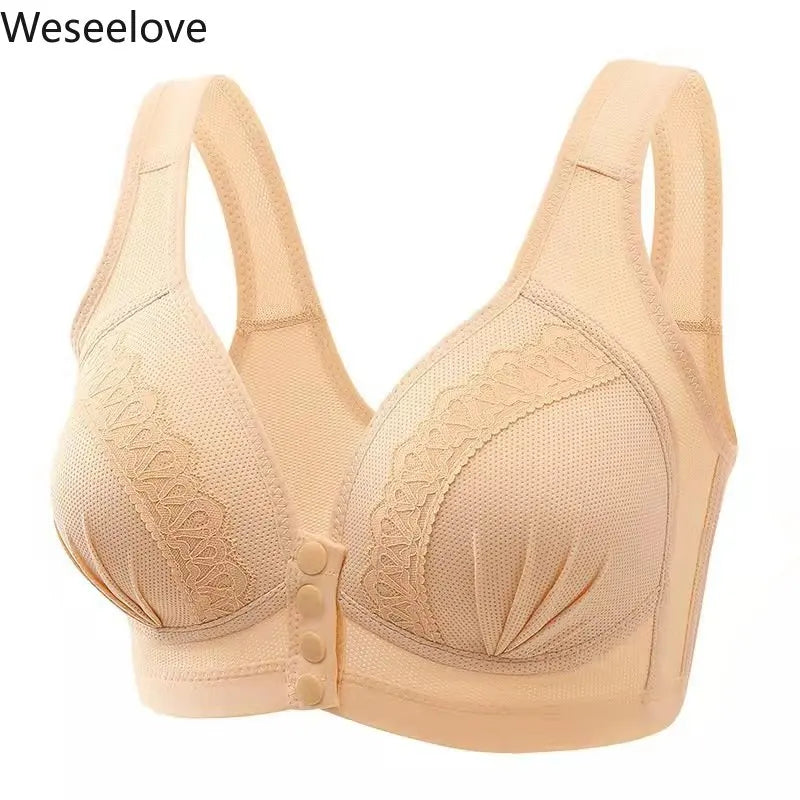 Sexy Front Closure Bra Women Front Fastening Bra Wireless Bras for Women Push Up Lingerie Plus Size Brassiere No Steel Ring Bra