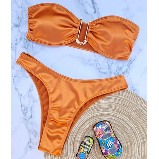 Off-Shoulder Bandeau Bikini Set