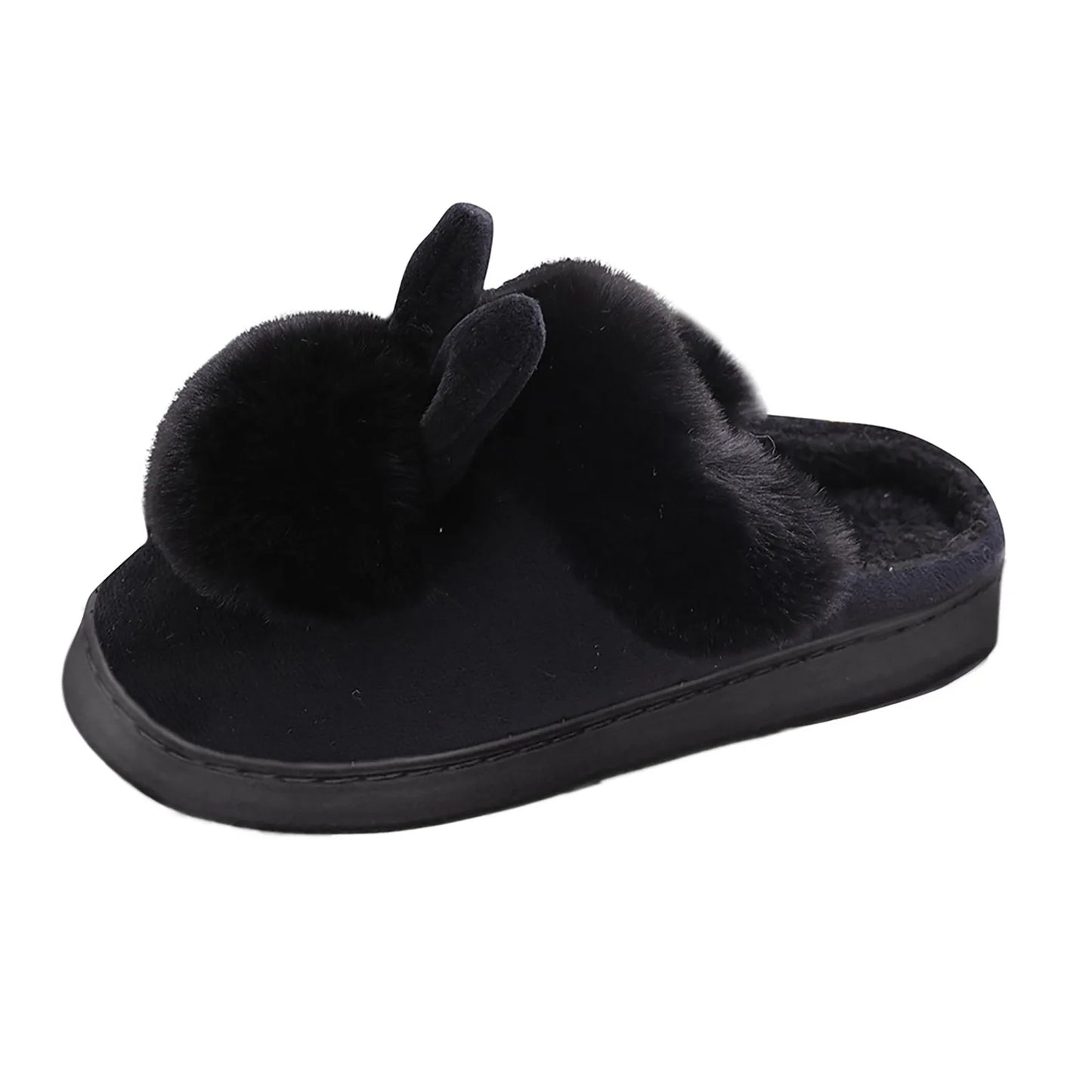 Winter Warm Home Fur Slippers Womens Indoor Home Rabbit Shoe Furry Ears Footwear Indoor Bedroom Flat Heels Fluffy Slippers Shoes