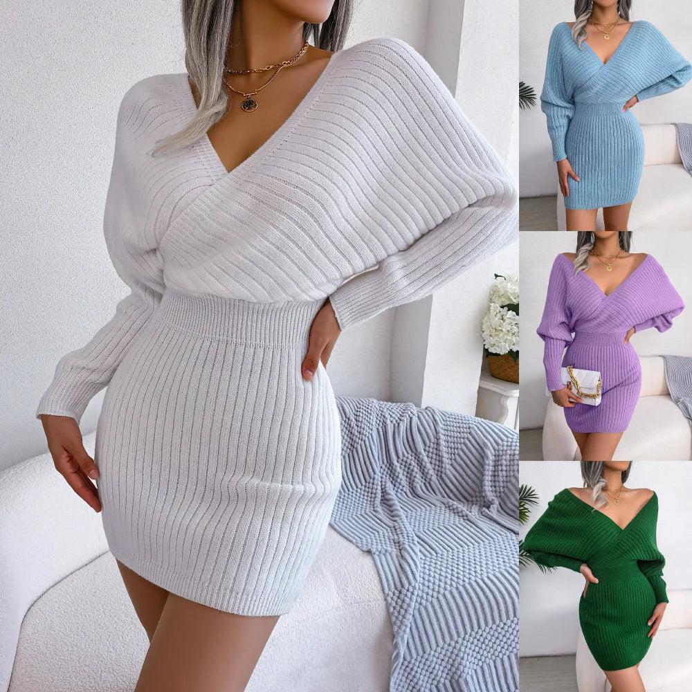 V-neck Sweater Dresses