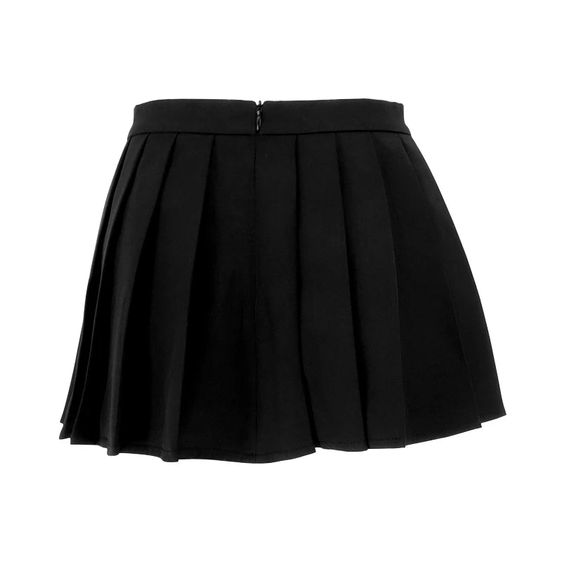 Sexy Mini Skirt Women New Summer Black Fashion Zipper Partywear Casual Slim Pleated Skirt Elegant Versatile Female A-Line Skirt