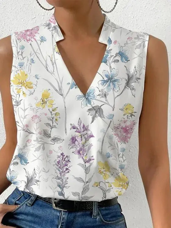 V-neck Sleeveless Blouse