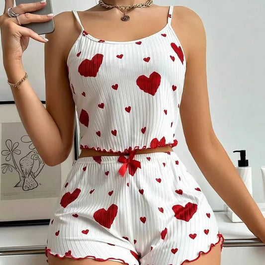 Two Piece Heart Pajama Set