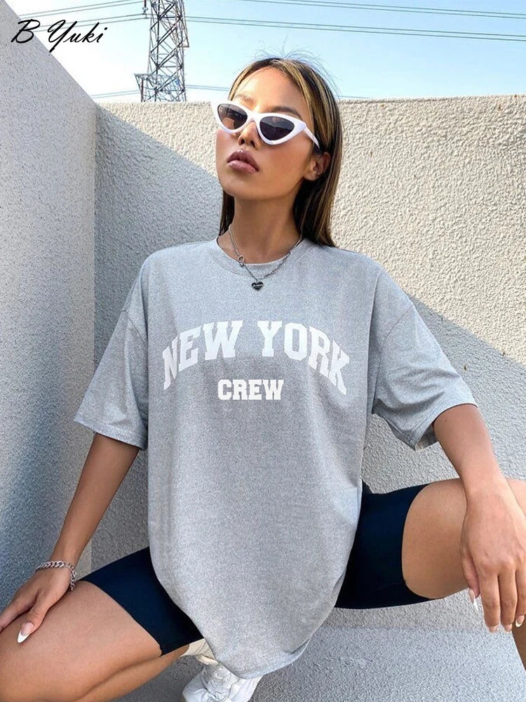 O-neck New York Letter Printed T- Shirt