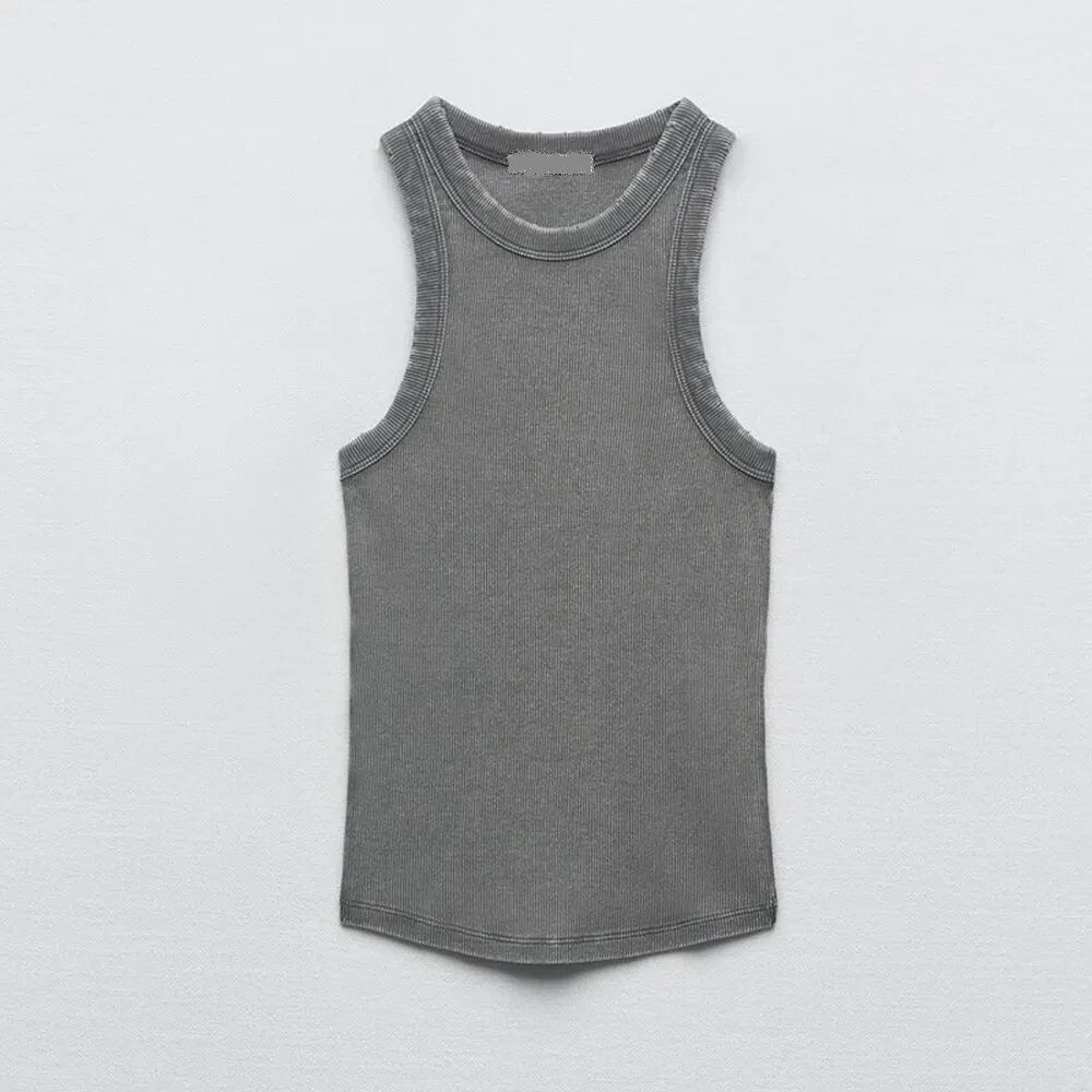 New Water Wash Simple Retro Tank Top