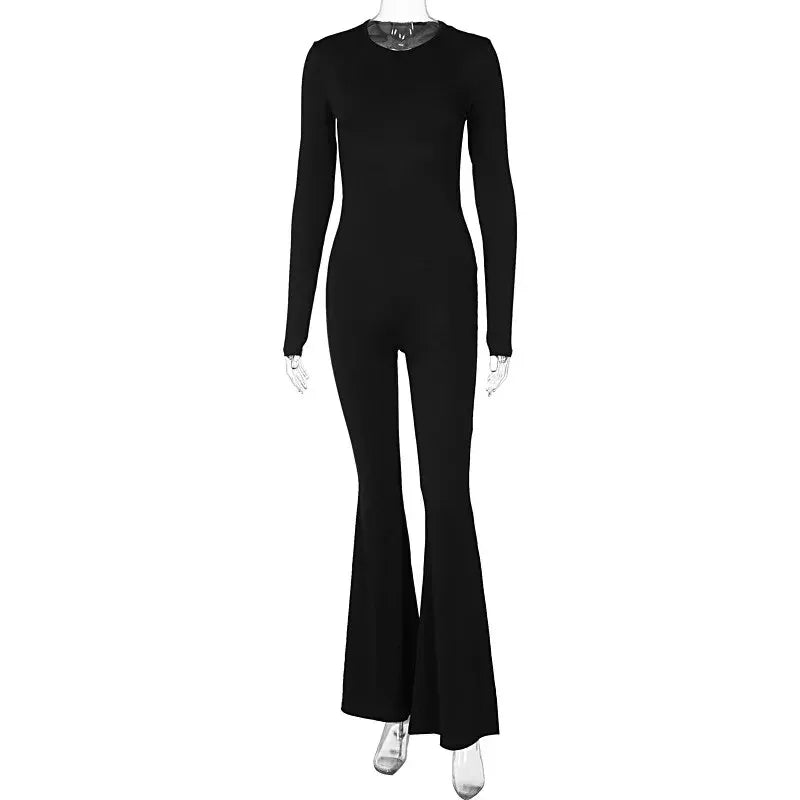 Long Sleeve Black Jumpsuit One Piece