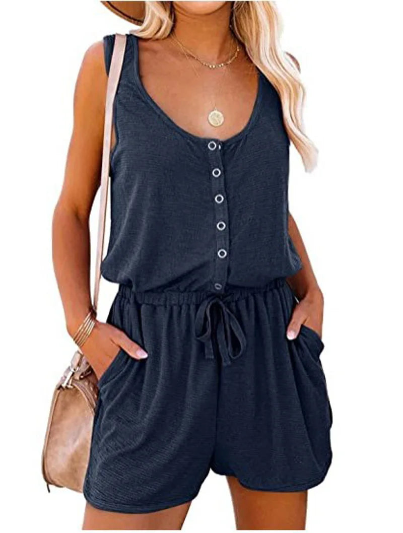 Sleeveless Jumpsuit With Waist Tied