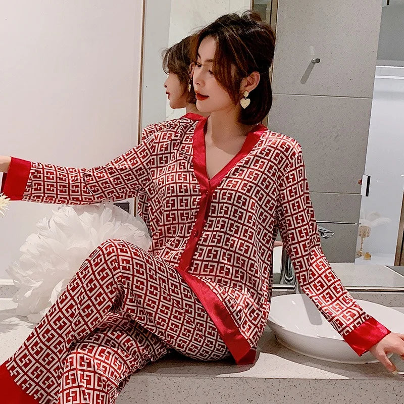 V Neck Pajama Set