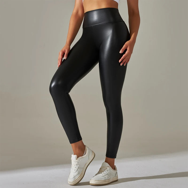 Trendy New Oversized WOMEN'S Leggings, High Waisted Tight and Sexy PU Leather Pants, Colorful Yoga Pants for Women