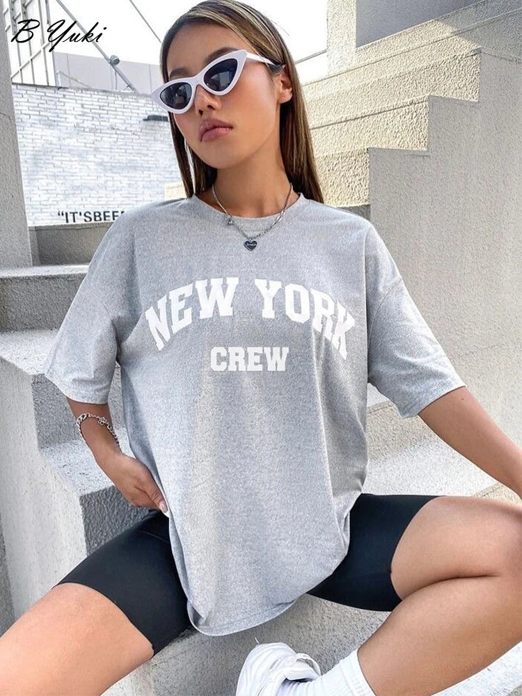 O-neck New York Letter Printed T- Shirt