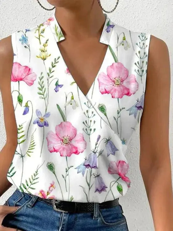 V-neck Sleeveless Blouse