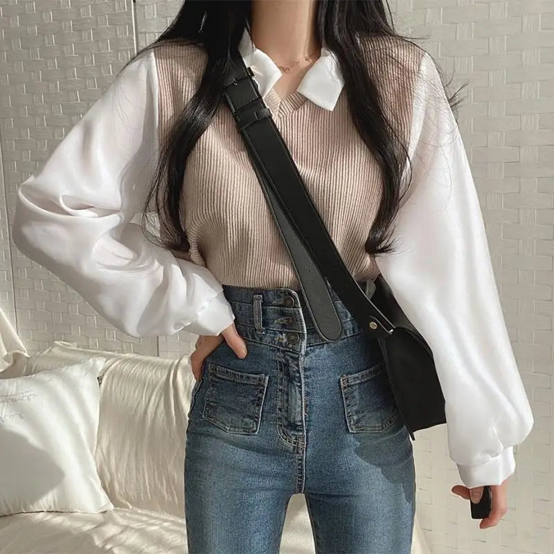 Two-piece Polo Collar Blouse