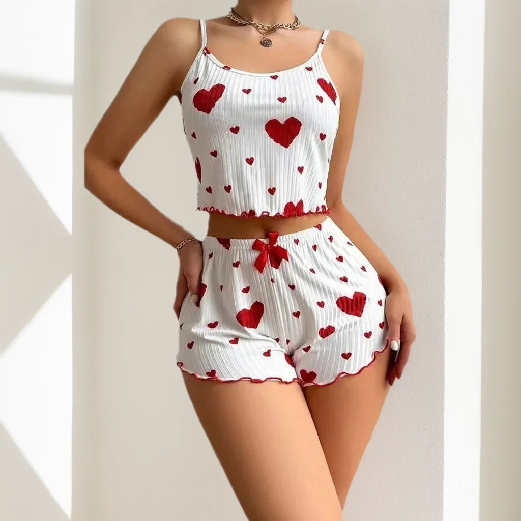 Two Piece Heart Pajama Set