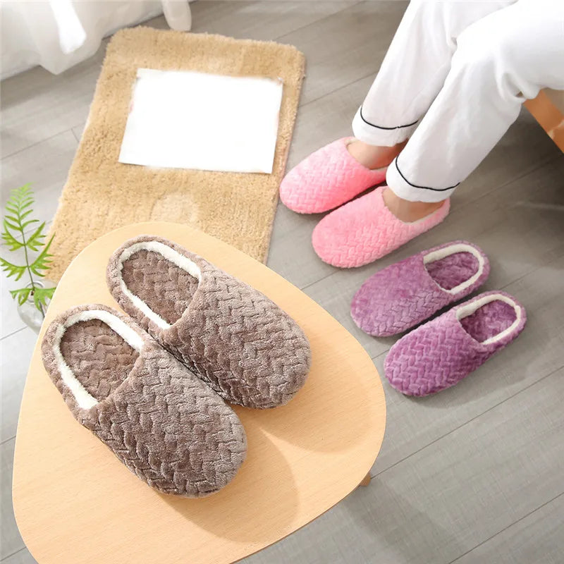 Women Winter Home Fur Slippers Cartoon Cat Non-Slip Soft Warm House Indoor Bedroom Men Couples Boys Girl Memory Foam Floor Shoes