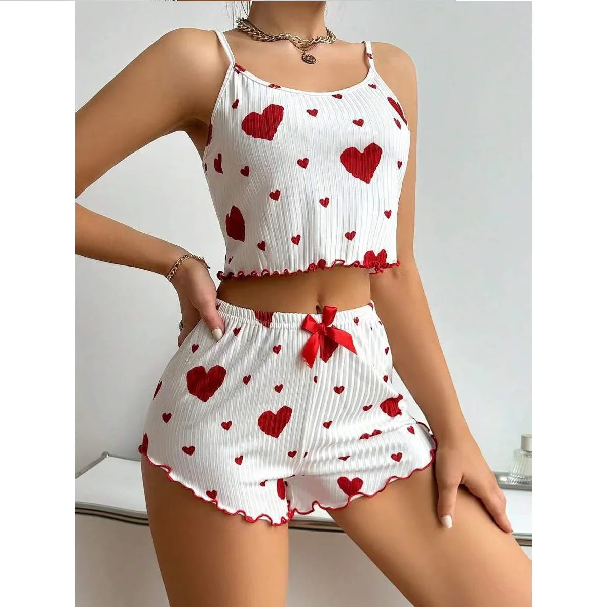 Two Piece Heart Pajama Set