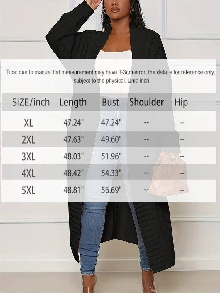 Plus Size Fall and Winter New 2023 Women's Solid Color Cardigan, Casual Knit Cardigan with Pockets Commuter Style Sweater XL-5XL